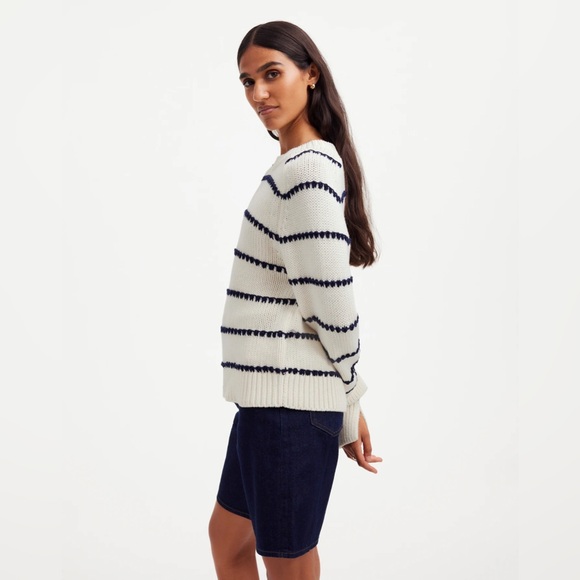 Madewell Textured Cotton Crewneck Sweater in Stripe - Picture 3 of 6
